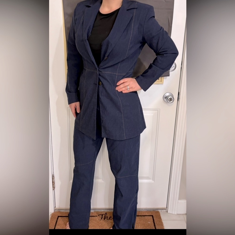 Y2K Navy Blazer and Pant Set
